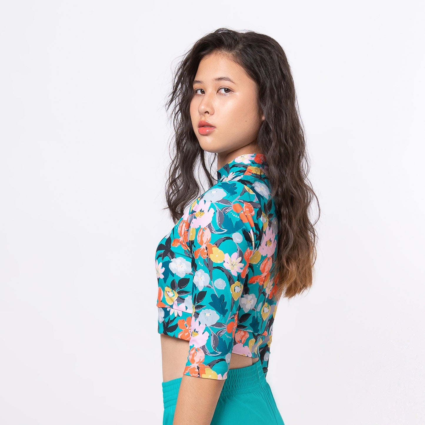 FIORI VIRIDIAN CROPPED 3/4 SLEEVED TOP