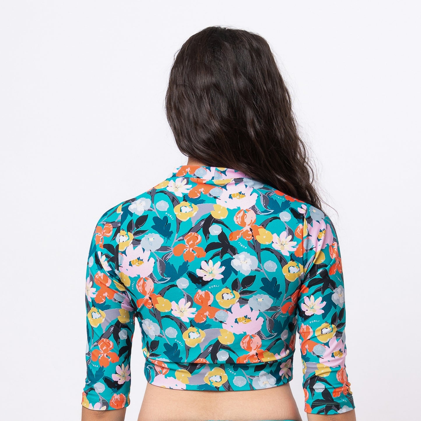 FIORI VIRIDIAN CROPPED 3/4 SLEEVED TOP