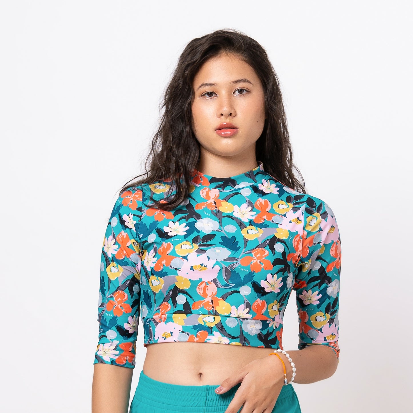 FIORI VIRIDIAN CROPPED 3/4 SLEEVED TOP