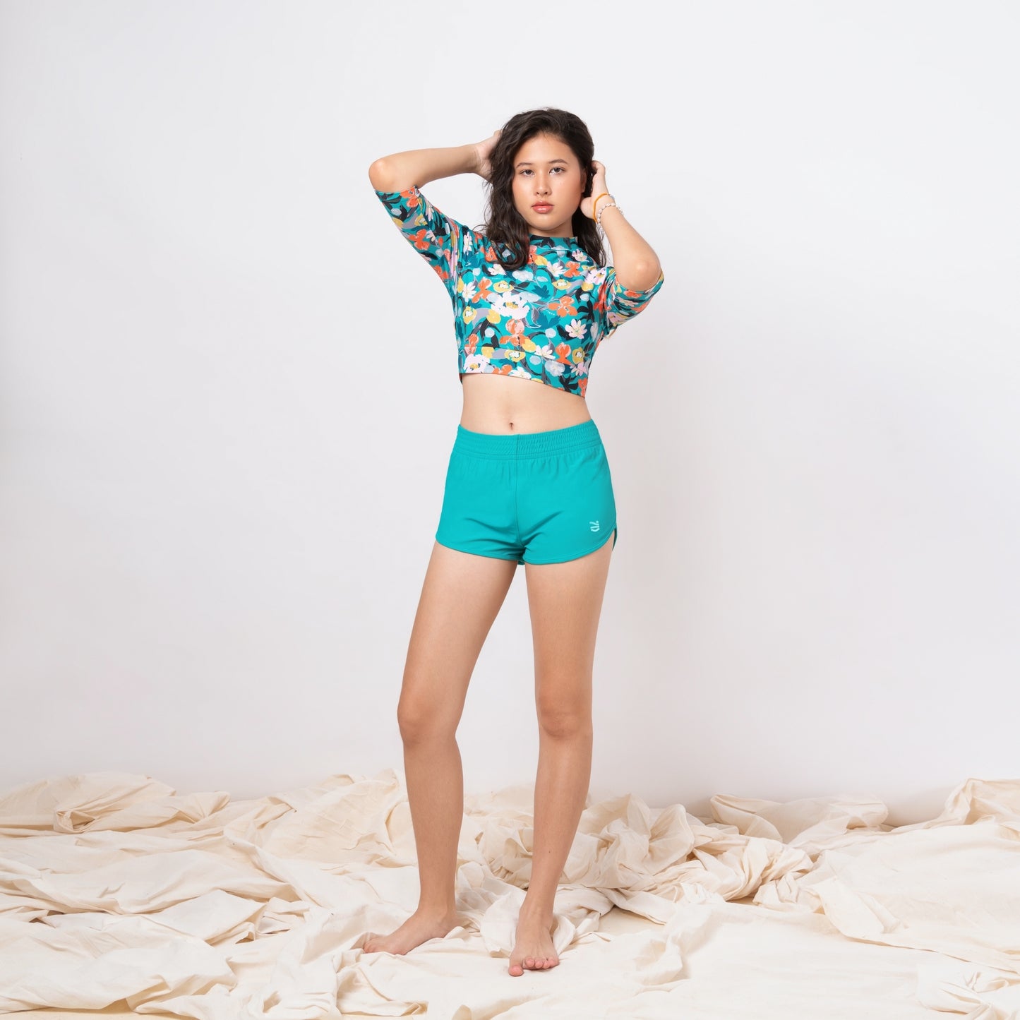 FIORI VIRIDIAN CROPPED 3/4 SLEEVED TOP