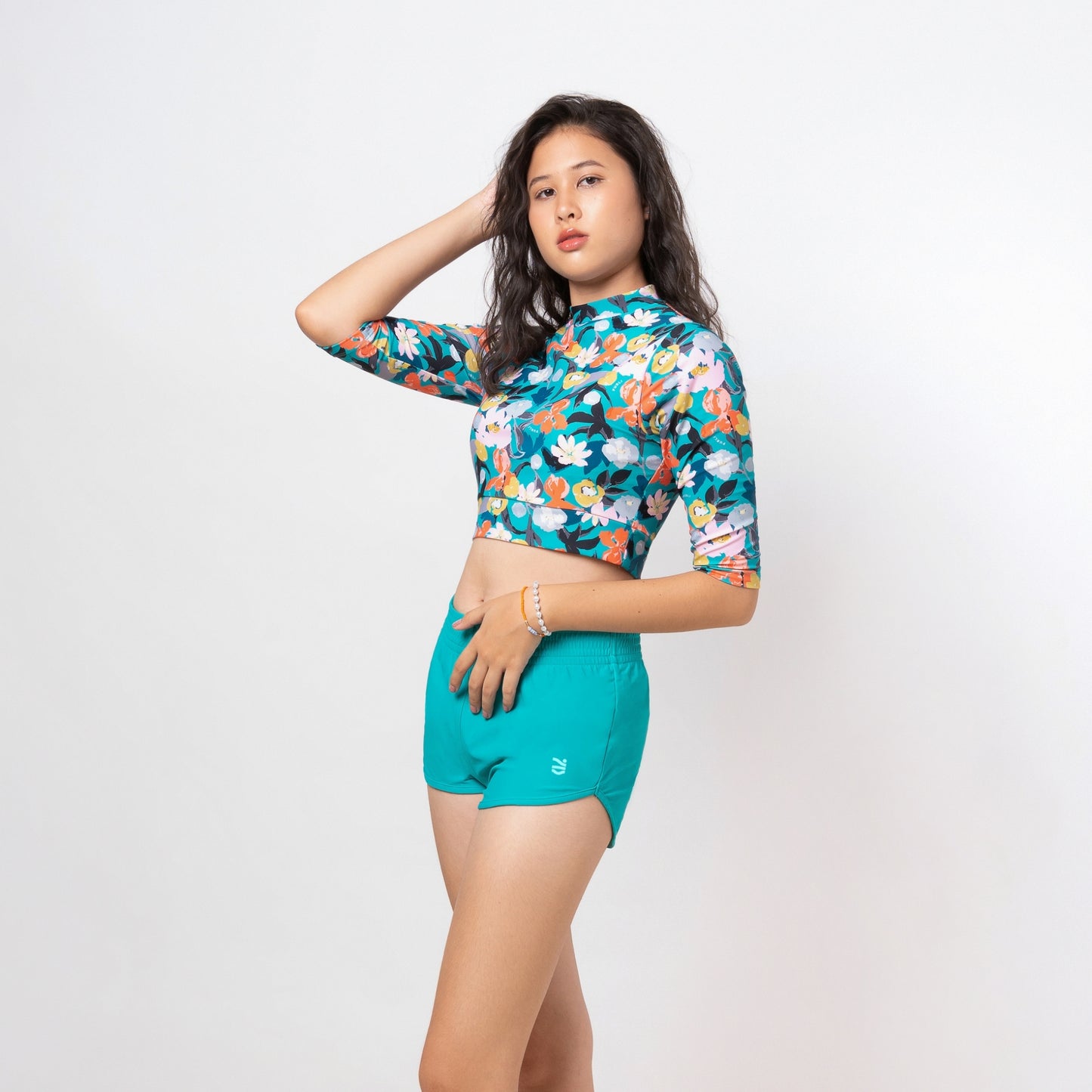 FIORI VIRIDIAN CROPPED 3/4 SLEEVED TOP