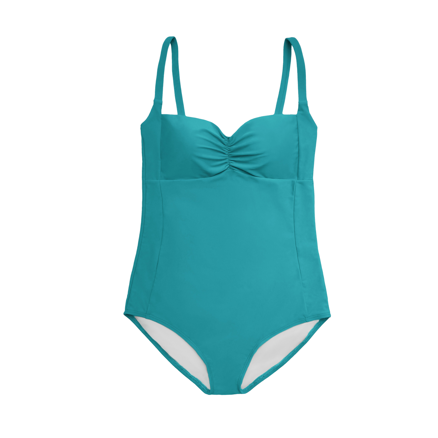 SOLID VIRIDIAN RUCHED ONE-PIECE