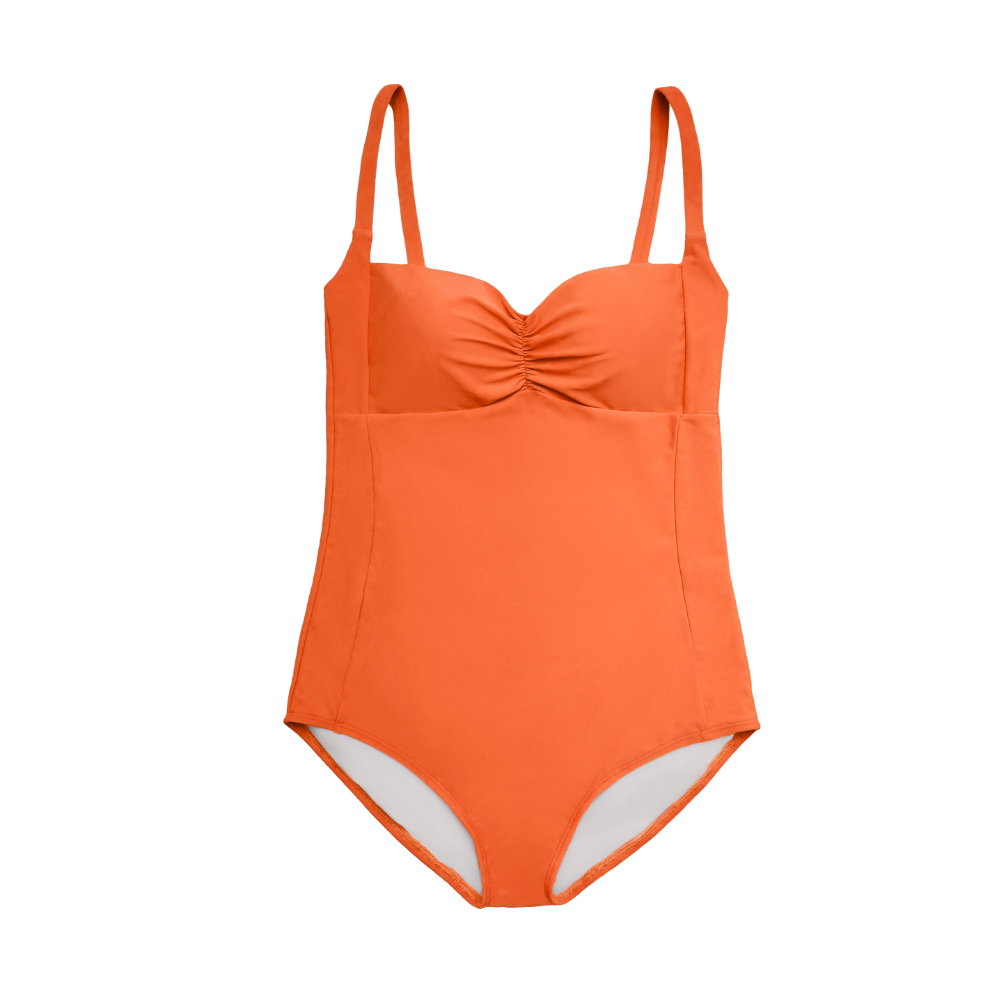 SOLID NECTARINE RUCHED ONE-PIECE