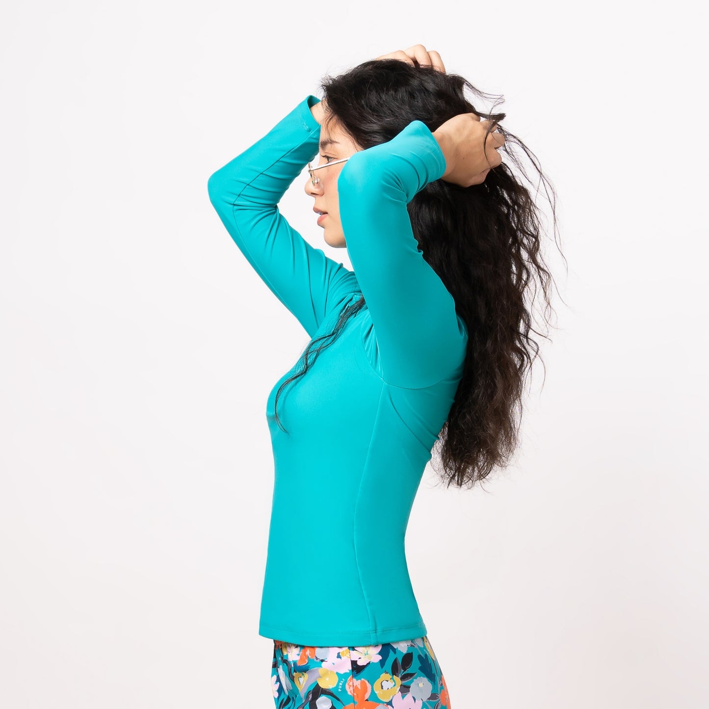 SOLID VIRIDIAN ZIPPY RASHGUARD