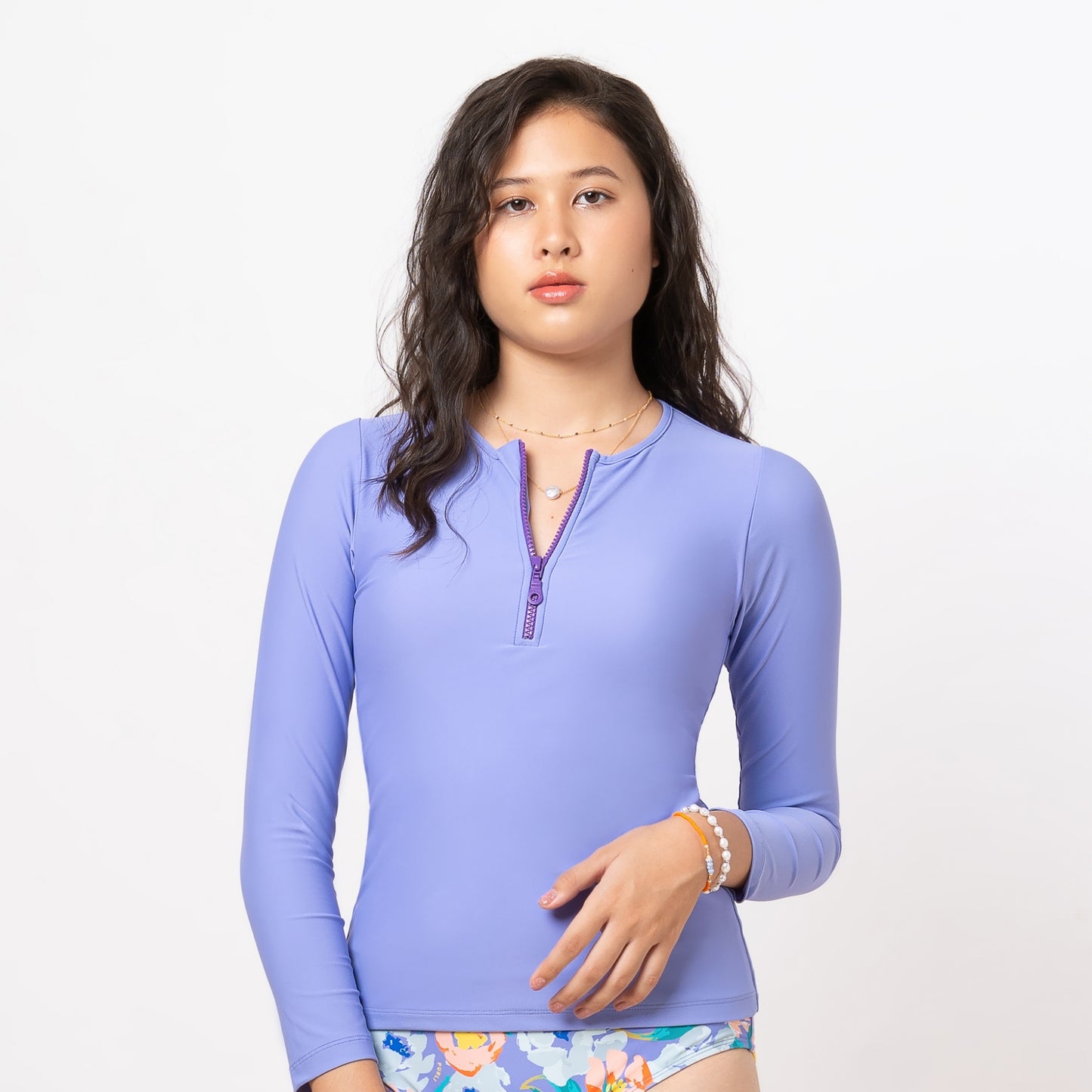 SOLID JACARANDA ZIPPY RASHGUARD