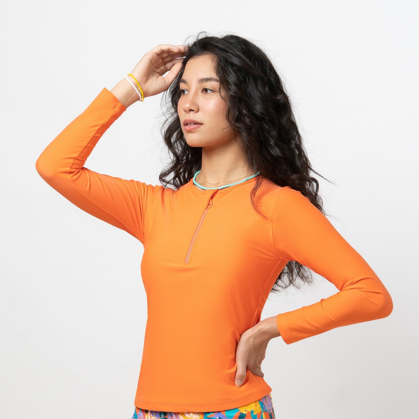 SOLID NECTARINE ZIPPY RASHGUARD