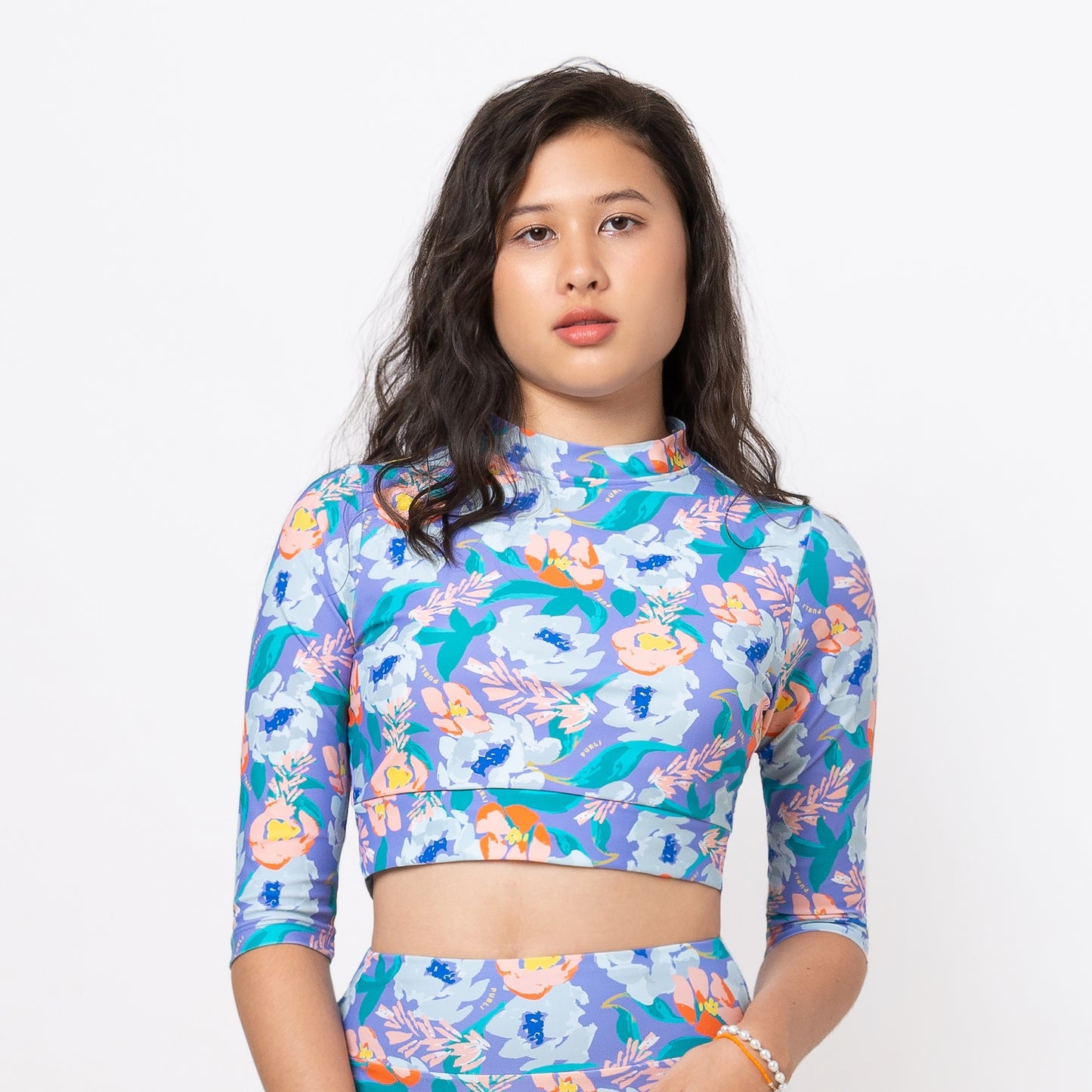 FIORI JACARANDA CROPPED 3/4 SLEEVED TOP