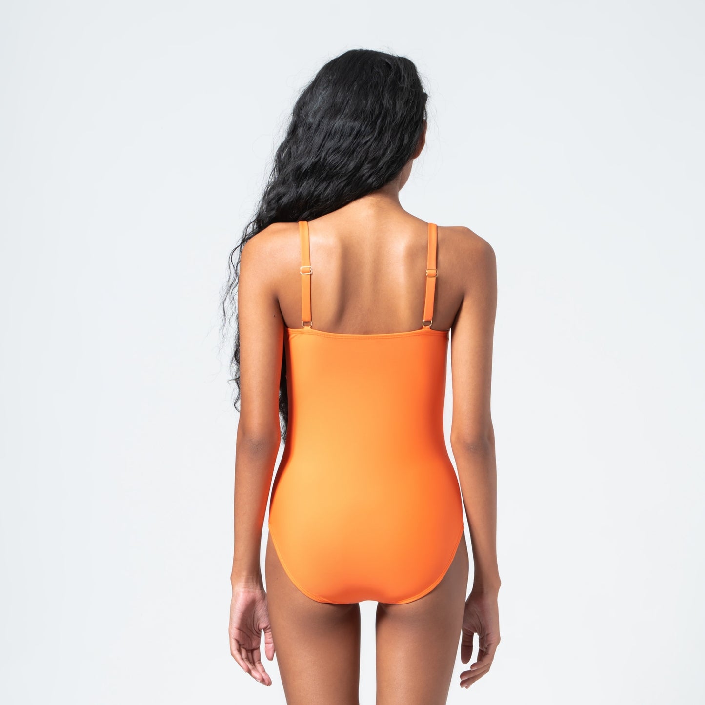 SOLID NECTARINE RUCHED ONE-PIECE