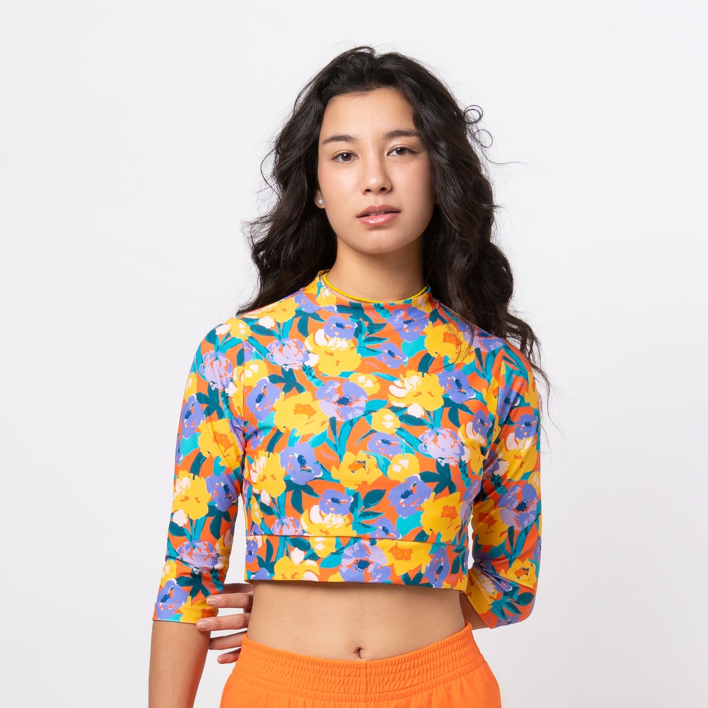 FIORI NECTARINE CROPPED 3/4 SLEEVED TOP