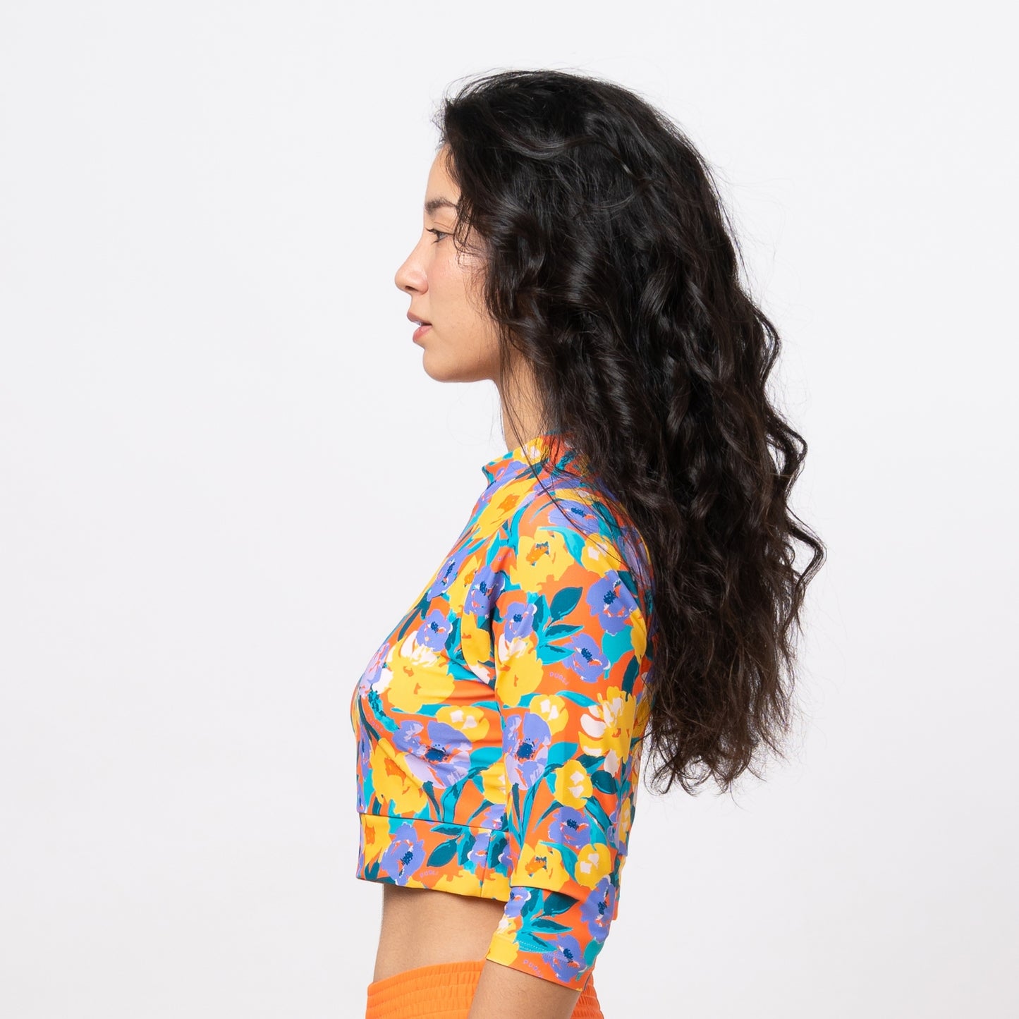 FIORI NECTARINE CROPPED 3/4 SLEEVED TOP