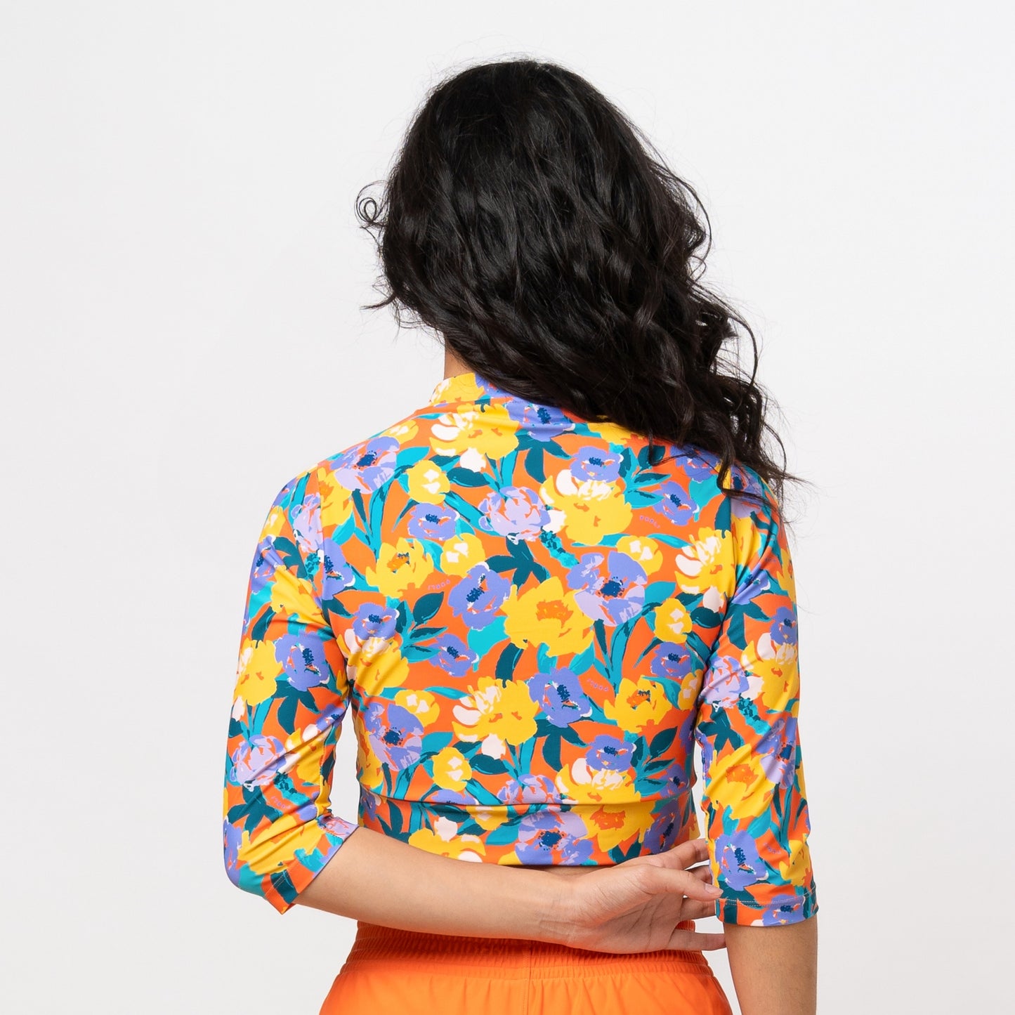 FIORI NECTARINE CROPPED 3/4 SLEEVED TOP