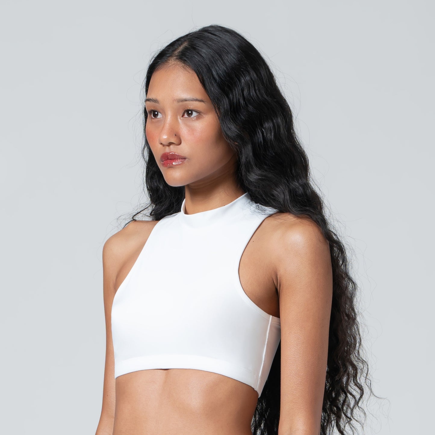 PURE WHITE HALTER NECK CROPPED TOP