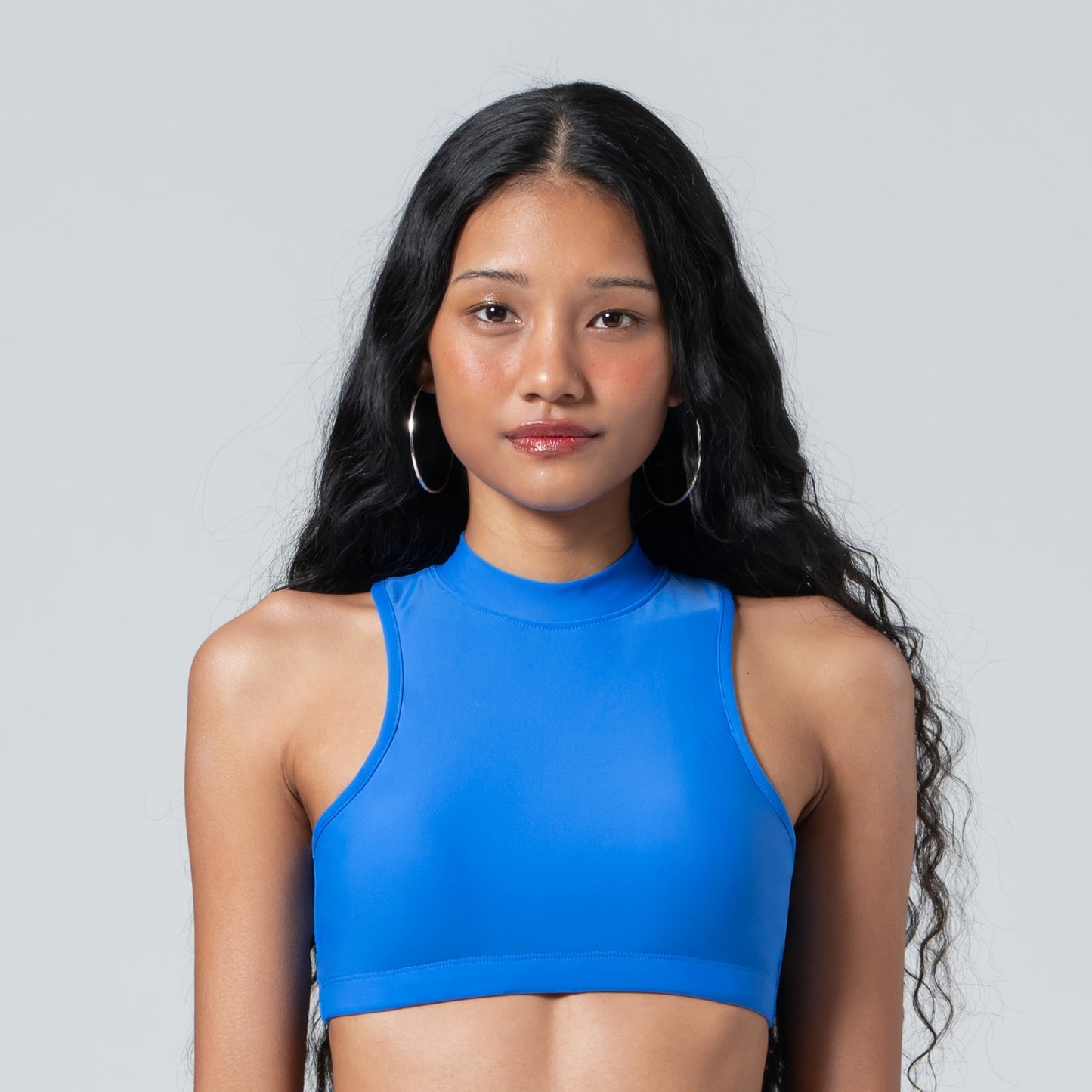 PALACE BLUE HALTER NECK CROPPED TOP