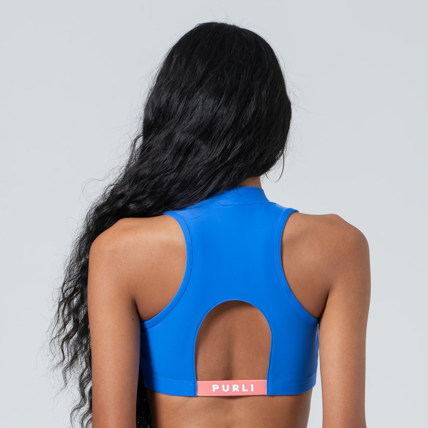 PALACE BLUE HALTER NECK CROPPED TOP