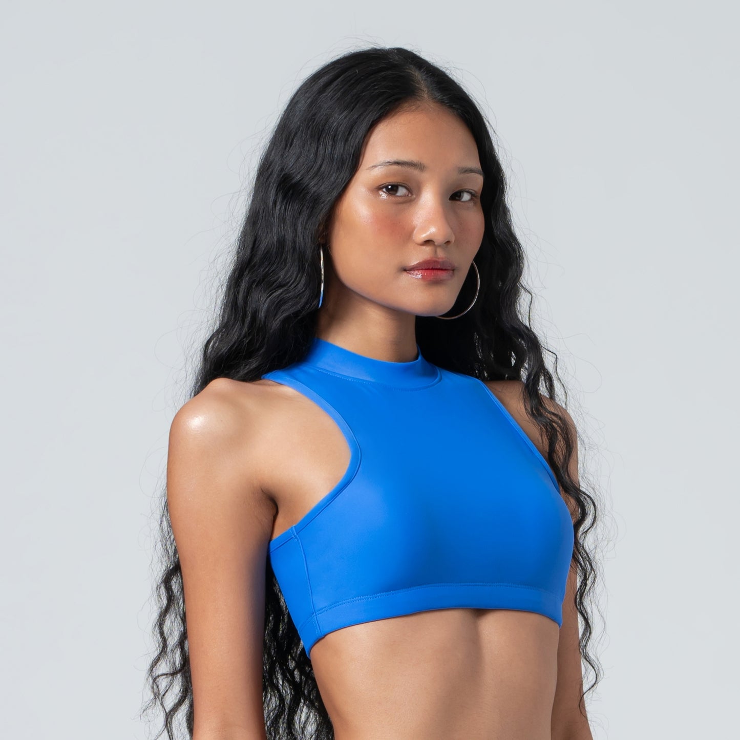 PALACE BLUE HALTER NECK CROPPED TOP